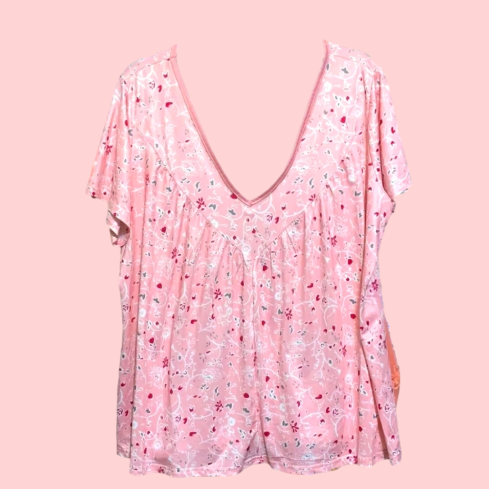 #046 Pink Tunic w Assorted designs - Size: 3X